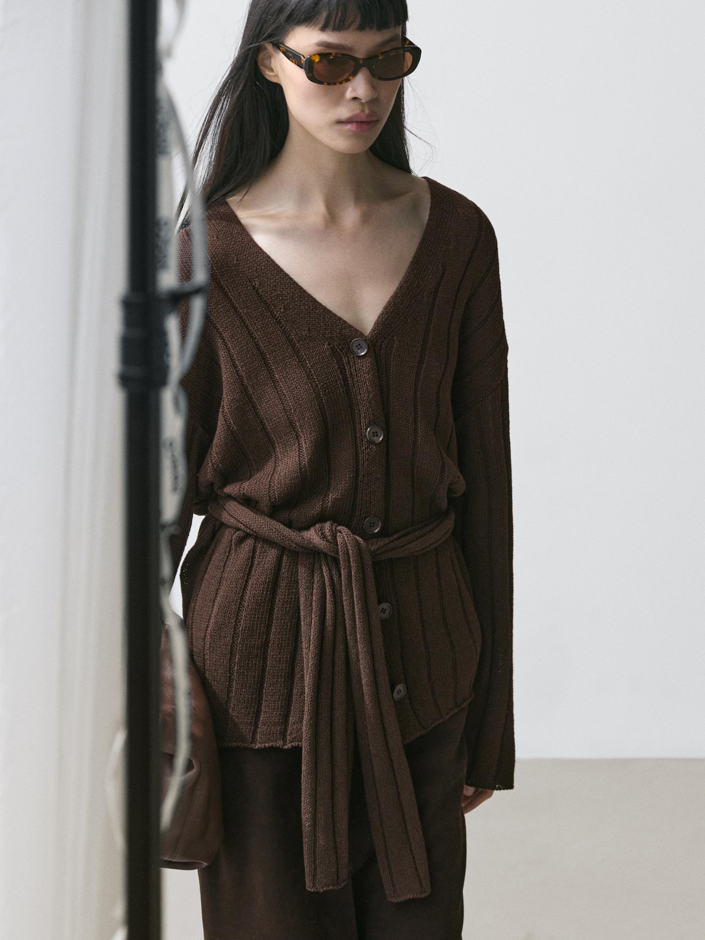 Cardigan en maille avec détail à la taille